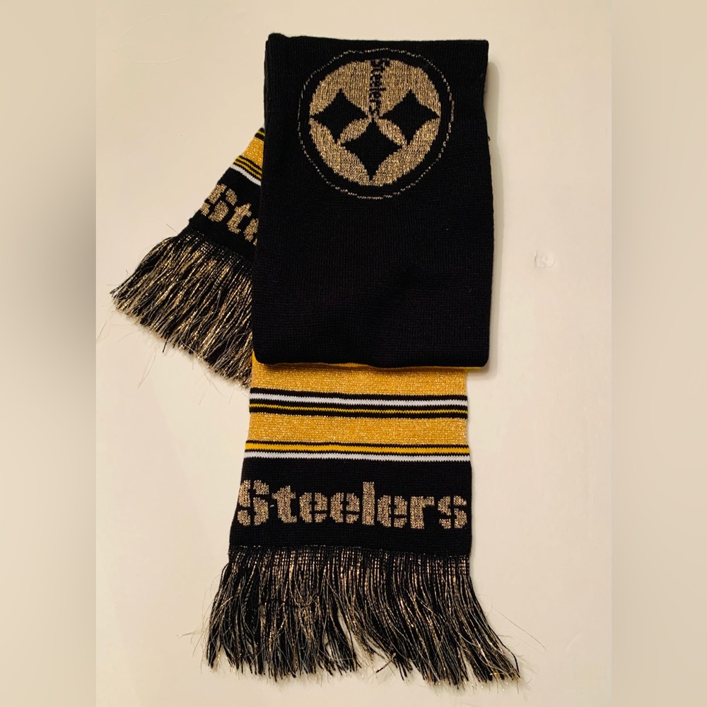 Pittsburgh Steelers Knit Scarf, Black, Yellow, Gold